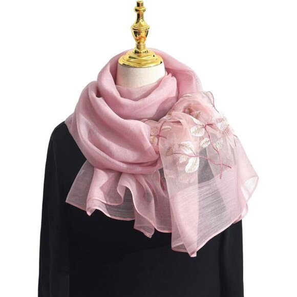 Women Silk & Wool Long and Large Scarf Shawl Wrap For Evening Dress - Picture 3 of 3